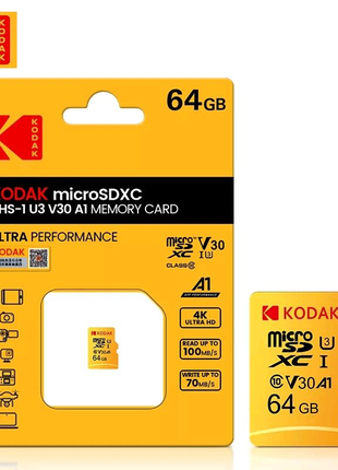 Картка пам'яті Kodak 64 GB Microsd 10 клас флешка мікрод