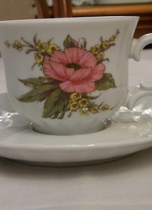 Красивая чайная двойка цветы wunsiedel фарфор бавария германия...