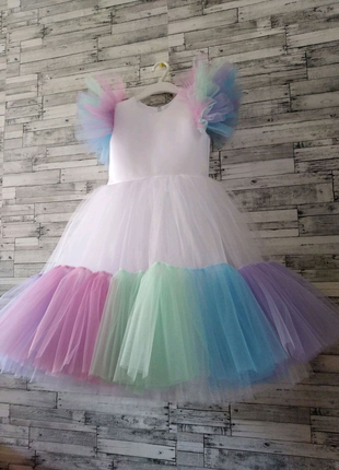 Платье нарядное  разноцветное радуга на любой рост