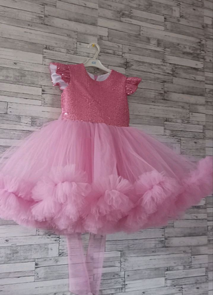Платье нарядное детское розовое облако на любой рост