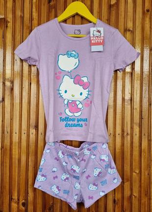 Пижама для девочки пижамный комплект hello kitty. шорты и футб...