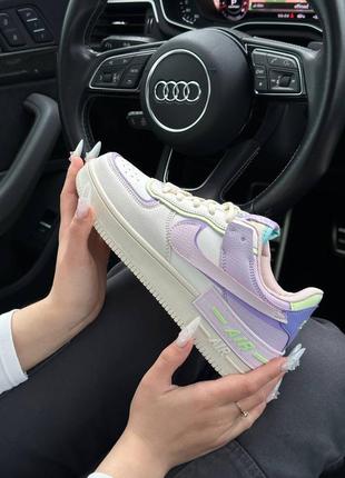 Женские кроссовки nike air force 1 shadow beige violet