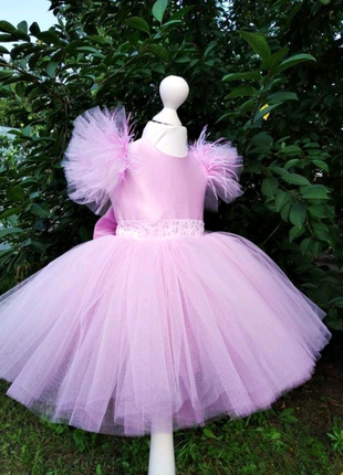 Платье розовое детское нарядное  на любой рост