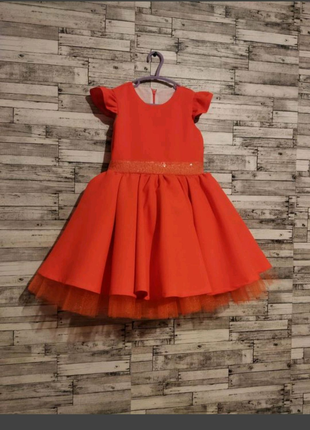 Оранжевое  детское платье  доя девочки