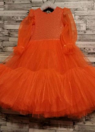 Оранжевое  детское платье