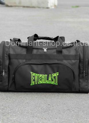 Спортивная мужская дорожная сумка Everlast biz Green черная тк...