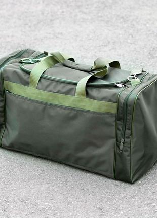 Большая дорожная спортивная сумка Fat зеленая тканевая для пое...