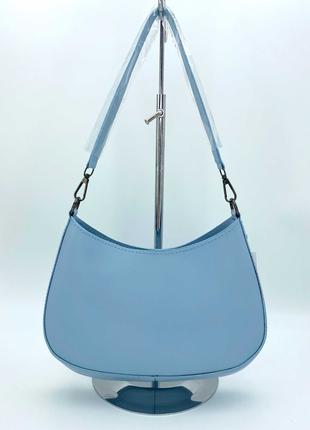 Женская сумка голубая сумка багет голубой клатч багет сумка через