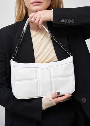 Жіноча сумка біла сумка через плече сумка багет білий клатч багет