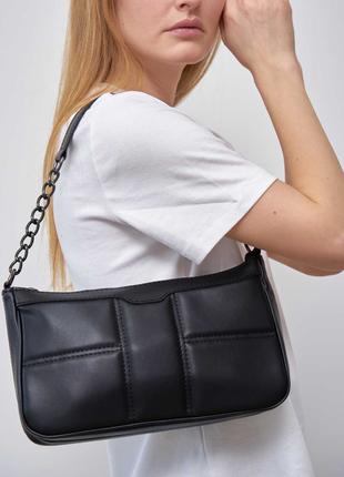 Жіноча сумка чорна сумка через плече сумка багет чорний клатч