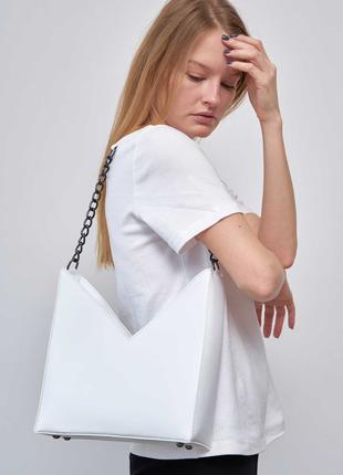 Женская сумка белая сумка среднего размера сумка на плечо
