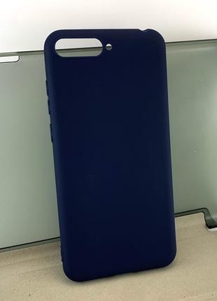 Чехол на Huawei Y6 2018 накладка бампер SMTT силиконовый синий