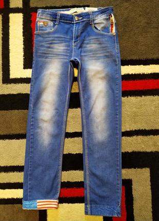 Стильные джинсы с подворотом для мальчика 11-12 лет