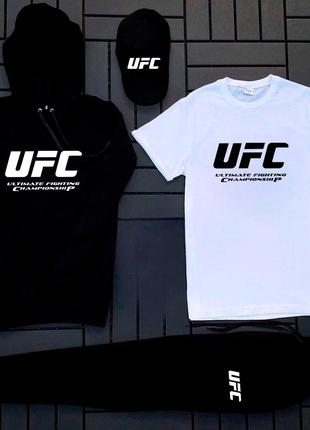 Худі+штани+футболка біла+кепка чорна UFC