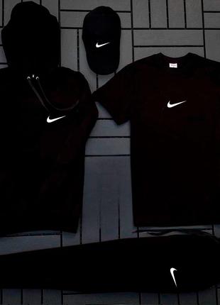 Худі+штани+футболка+кепка Nike чорний