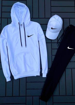 Худі білий +штани+кепка біла Nike