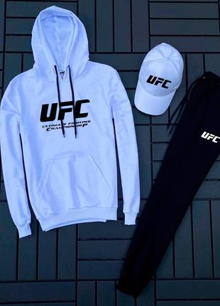 Худі білий +штани+кепка біла UFC