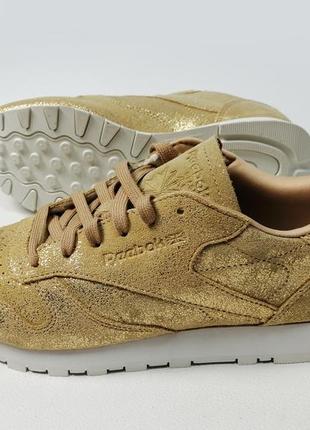 Нові жіночі кросівки reebok classic leather shimmer gold шкіряні