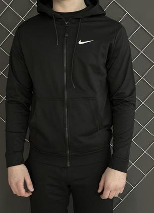 Демисезонная кофта на молнии черная nike (двернитка)