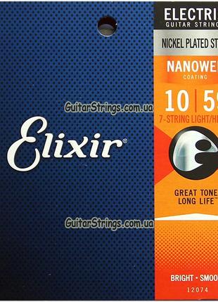 Струны Elixir 12074 Nanoweb 7-String Light/Heavy 10-59