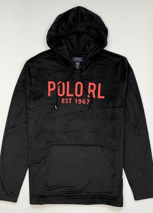 Худи polo ralph lauren logo plush velour sleep hoodie (pp31rl)