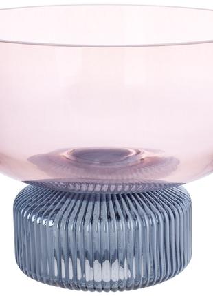Фруктівниця скляна Carol 20*15см, колір - рожевий з блакитним