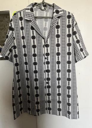 Рубашка гавайка черно-белая размер м