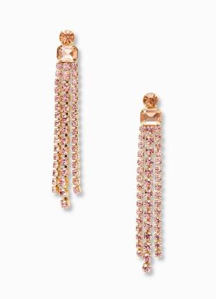 Длинные розовые серьги сережки с камнями kate spade