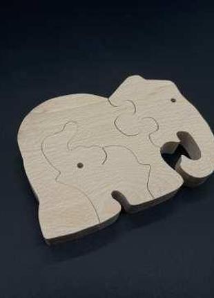 Пазл для дітей ручної роботи у вигляді тварини "Слоники" з нат...