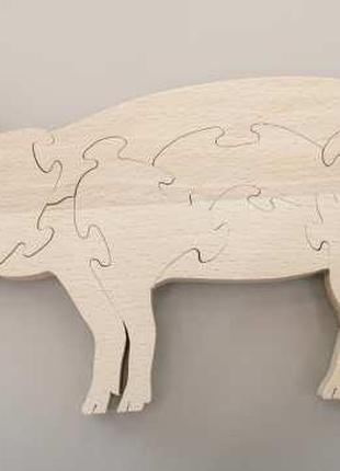 Фігурний дерев'яний пазл "Свинка" 18х10 см ручної роботи з еко...