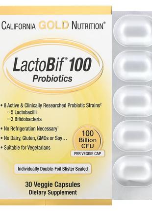 Пробиотики, 100 млрд КОЕ, LactoBif 100 Probiotics, 100 Billion...