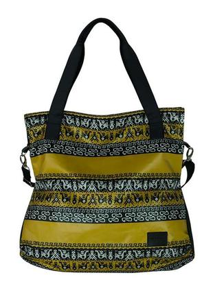 Сумка-шоппер, легка текстильна сумка на плече, жовта жіноча су...