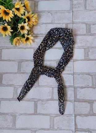 Легкий шифоновый шарф платок леопардовый