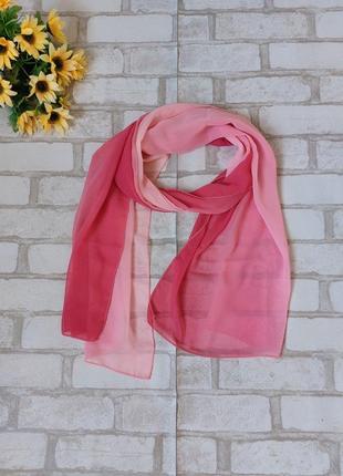 Шифоновый шарф платок розовый омбре