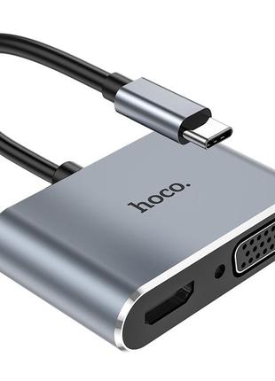 USB хаб конвертер перехідник Type-C на HDMI + VGA + USB 3.0 + ...