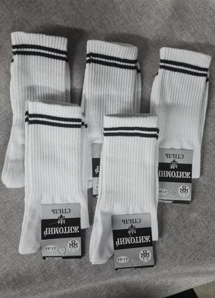 Шкарпетки білі високі із чорними смужками чоловічі жіночі уніс...