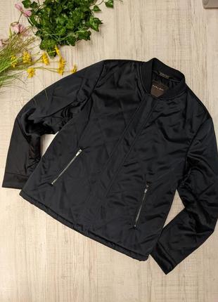 Куртка бомбер zara мужская черно-синяя стеганая демисезонная