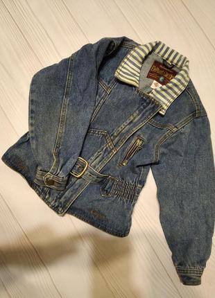 Трендовая винтажная джинсовая куртка косуха для девочки на 6-7...