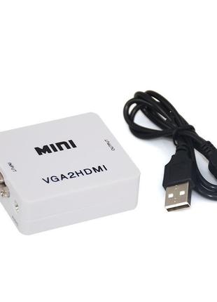 Конвертер HDMI to VGA переходник, адаптер, 1080p с питанием, G...