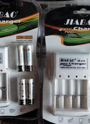 Зарядное JIABAO JB-212 + аккумуляторы 4шт 4500mAh АА пальчик, ...