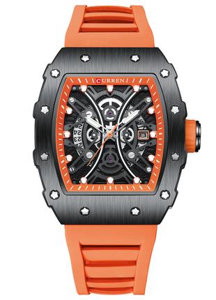 Классические мужские наручные часы Curren 8438 Black-Orange