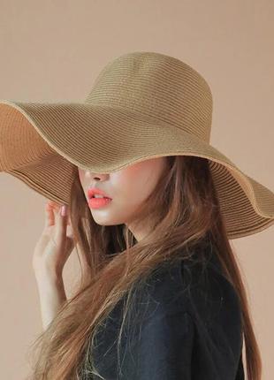 Шляпа женская солнцезащитная соломенная летняя с широкими поля...