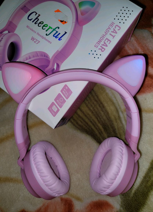 Навушники Hoco Bluetooth рожеві вушка