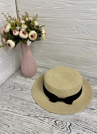 Детская солнцезащитная соломенная шляпа канотье Oxa кремовая (...