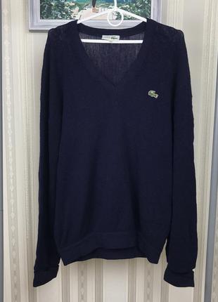 Вовняний светр lacoste з вирізом зроблений у франції vn4