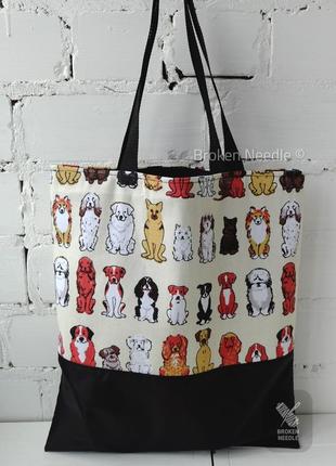 Эко сумка с собаками, эко торба, шоппер/ Эко сумка с собакой, ...