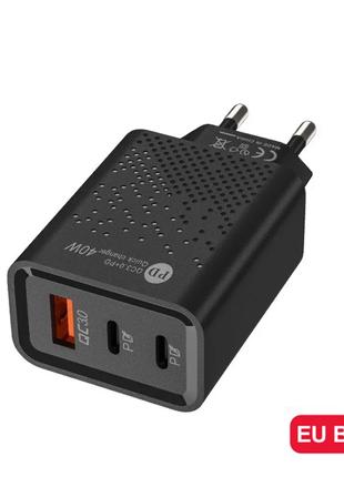 Мережевий зарядний пристрій 2 port PD Type-C USB VE43B. Зарядн...