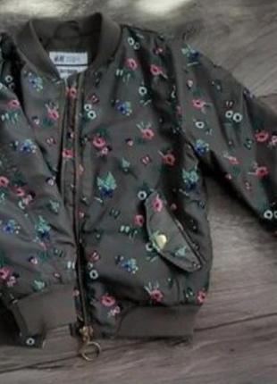 3-4 бомбер куртка в цветы h&amp;m