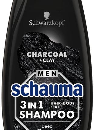 Шампунь для мужчин Schauma Men 3-в-1 Уголь и вулканическая гли...