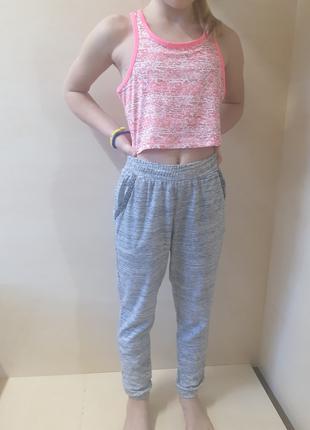Літні Спортивні штани для дівчинки однотонні сірі 146 152